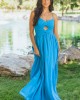 Azure Flowy Chiffon Front Twist Maxi Dress