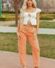 Risen Melon High Rise Cuffed Stretchy Barrel Jeans