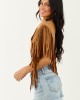 Brown Sugar Faux Suede Studded Fringe Shawl Brown Sugar Faux Suede Studded Fringe Shawl