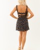 Black Ditsy Floral Smocked Waist Tie Bust Mini Dress Black Ditsy Floral Smocked Waist Tie Bust Mini Dress