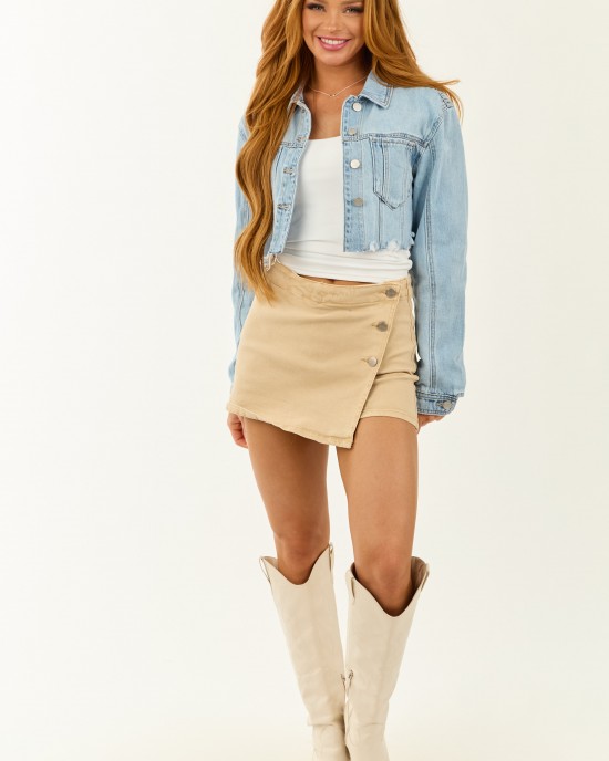 Cello Light Wash Cropped Raw Hem Denim Jacket Cello Light Wash Cropped Raw Hem Denim Jacket
