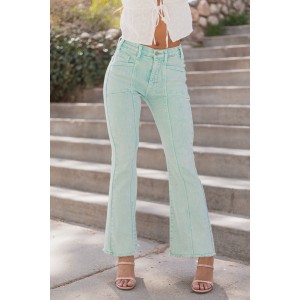 Saige Turquoise Tummy Control Stretchy Flare Jeans