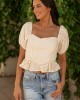 Lovelo Champagne Puff Sleeve Cotton Blouse