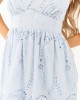 Sky Blue Floral Eyelet Sleeveless Cotton Maxi Dress