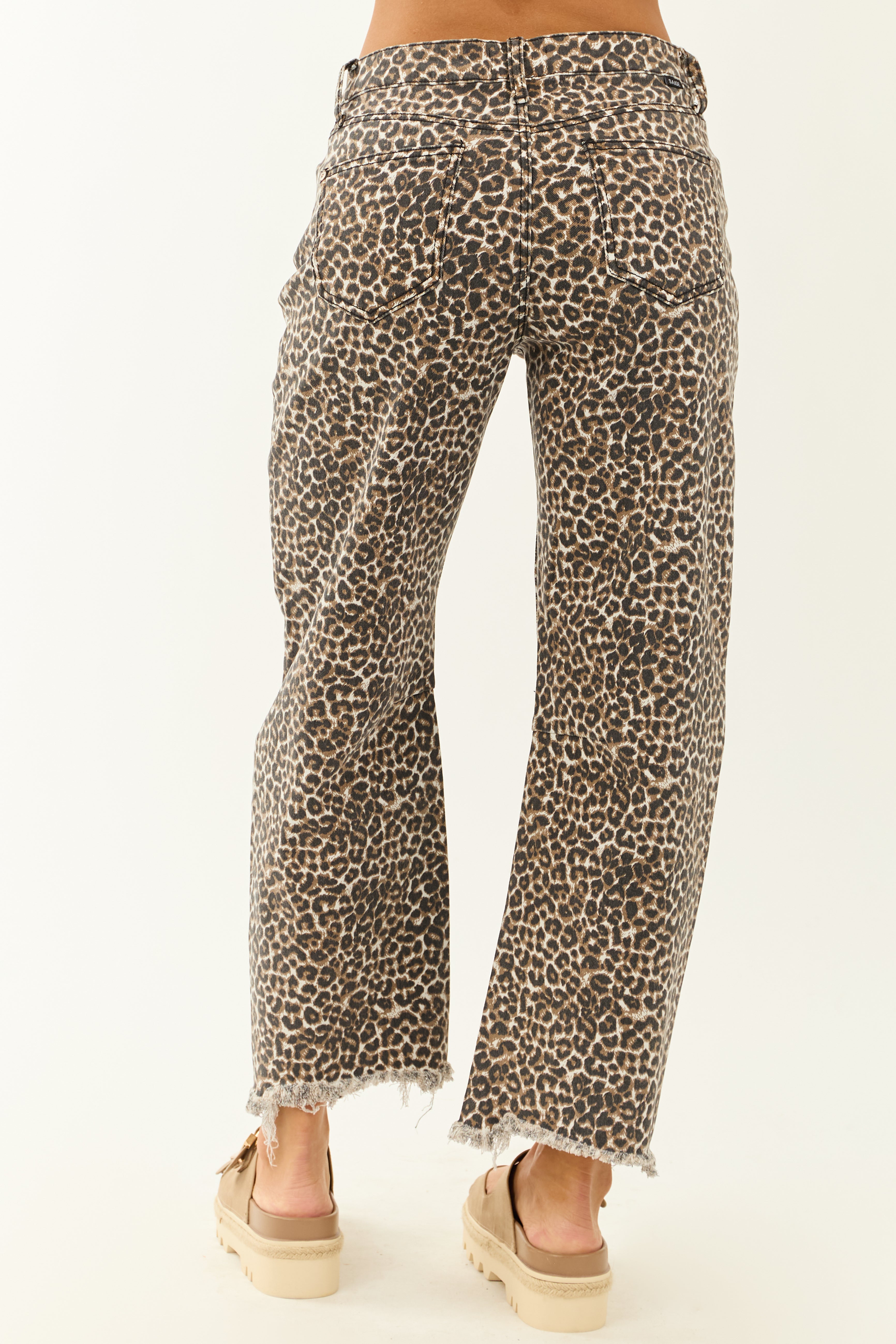 Saige Walnut Leopard Print High Rise Barrel Jeans