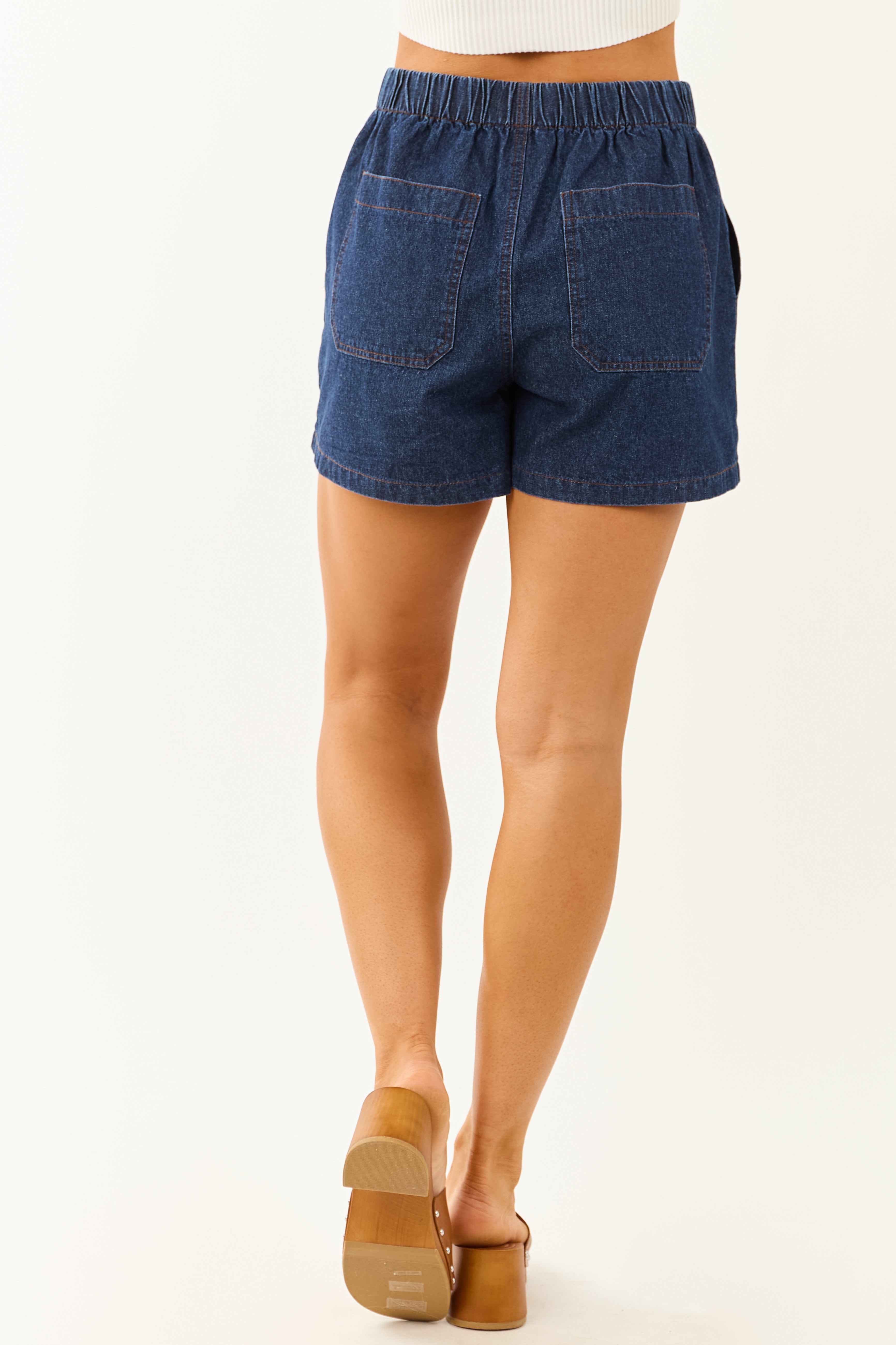 Entro Dark Wash Denim High Waist Shorts