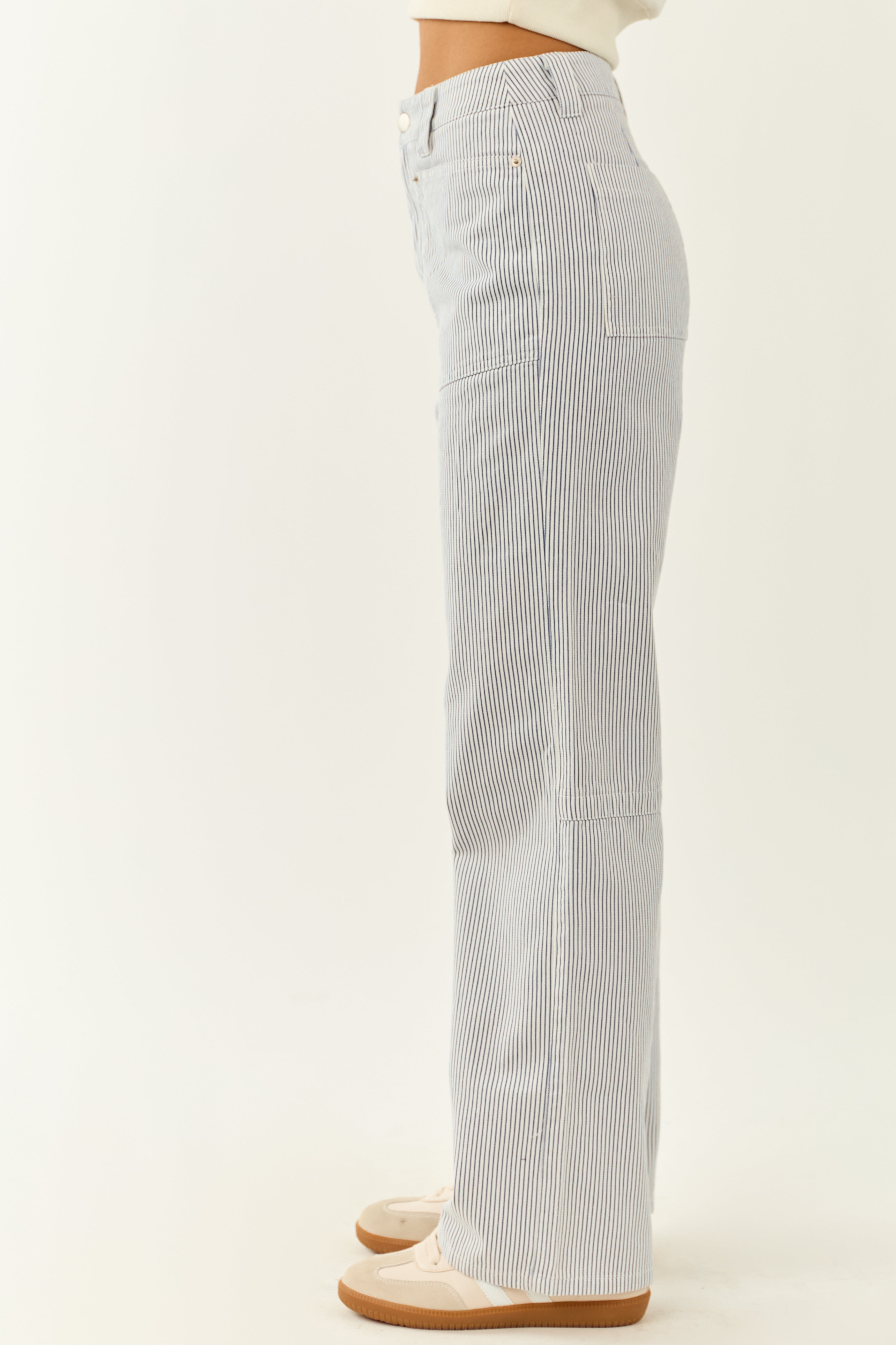 Ocean and Ivory Railroad Stripe Wide Leg Pants