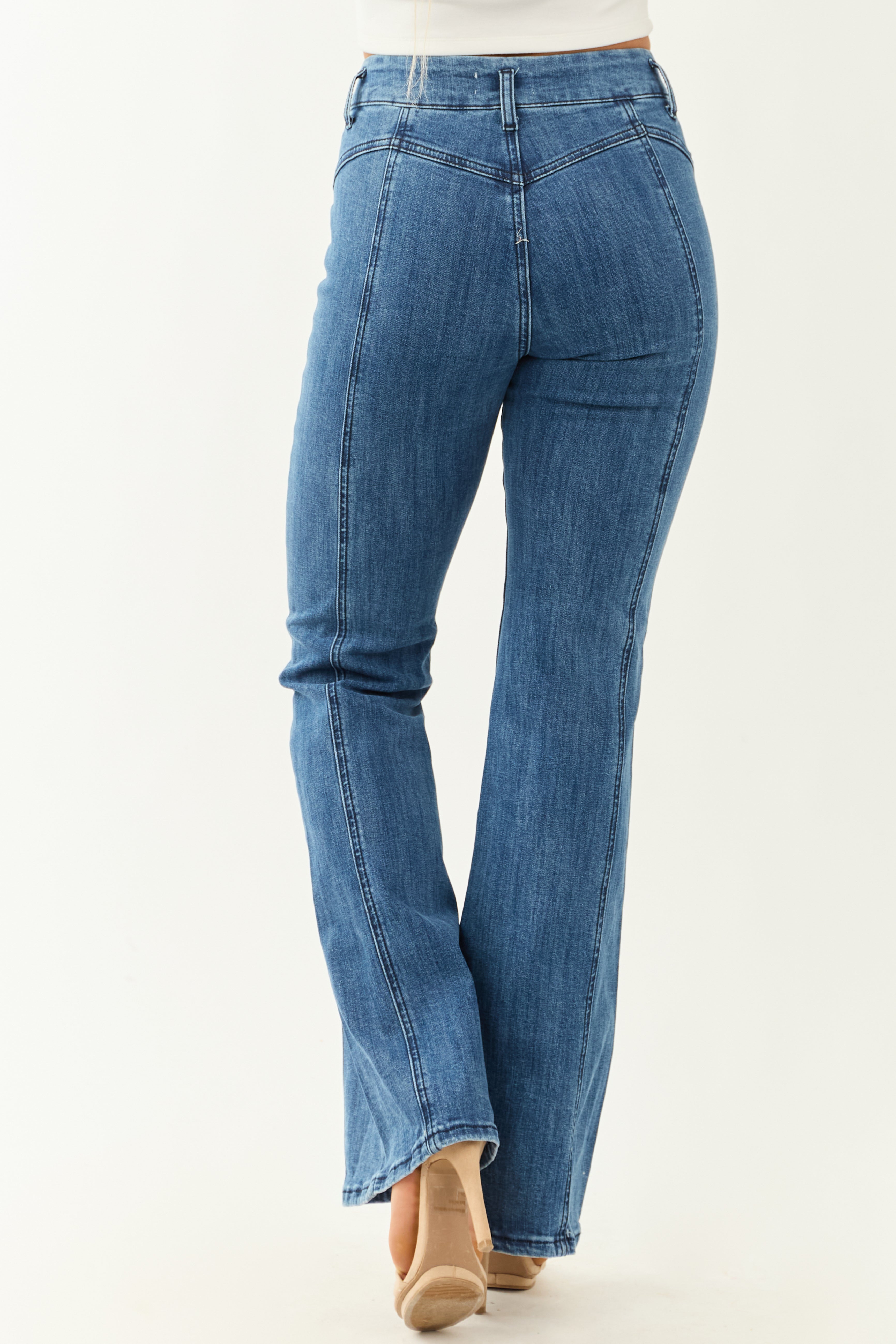 Saige Medium Dark Wash Flare Leg Stretchy Jeans