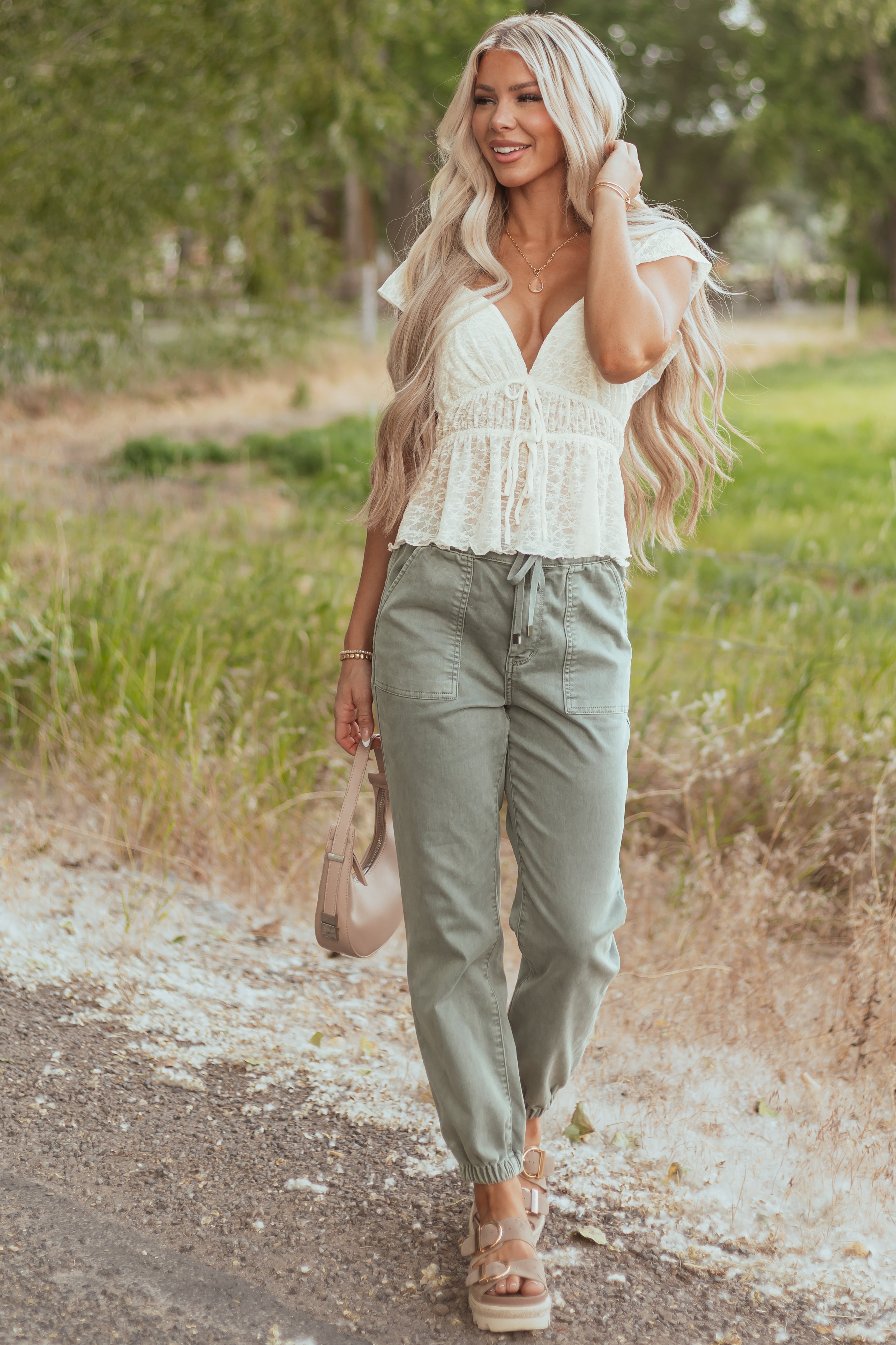 Mica Denim Faded Juniper Cropped Jogger Jeans