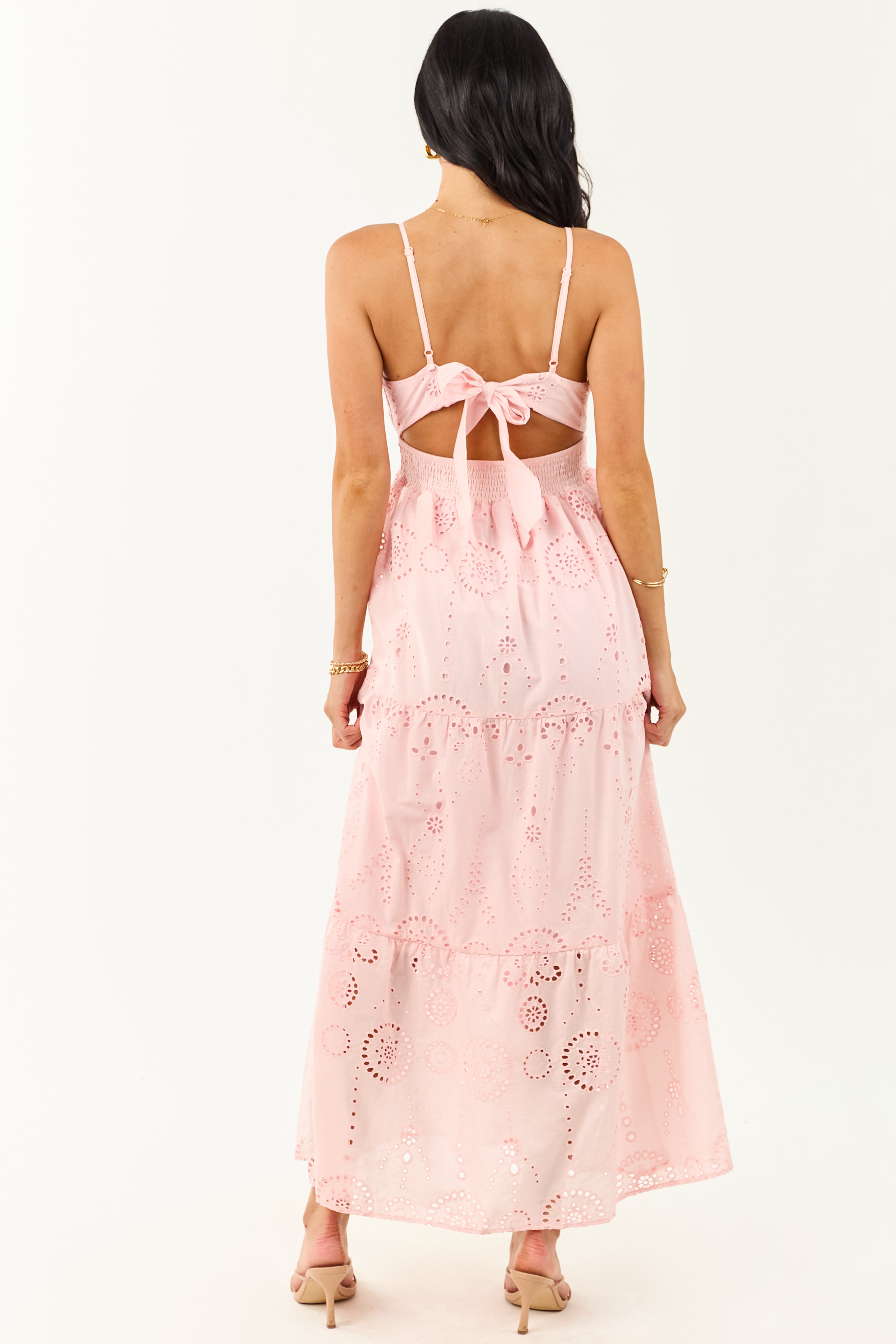 Carnation Floral Eyelet Sleeveless Cotton Maxi Dress
